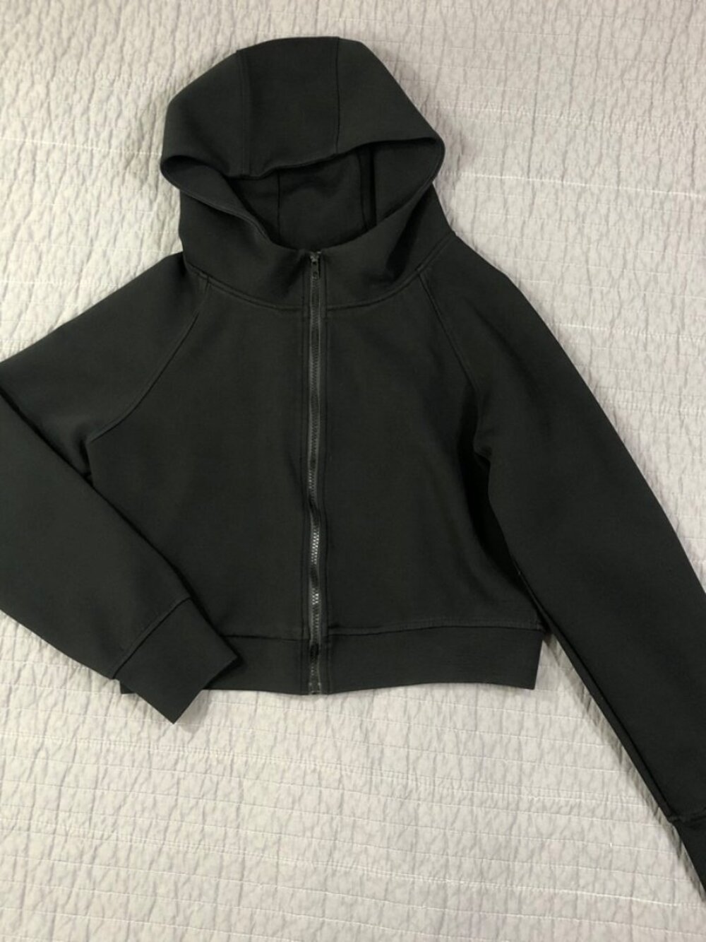 4/$15 Black Hoodie Jacket Women Small Full Zip Hooded Cropped Sweatshirt Active